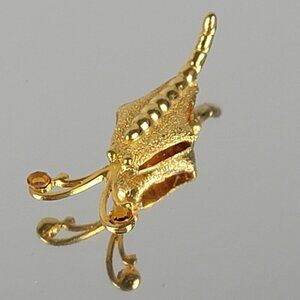 Vintage Gold-Tone Orange Rhinestones Scorpion Slider Pendant 2 Inch Signed T